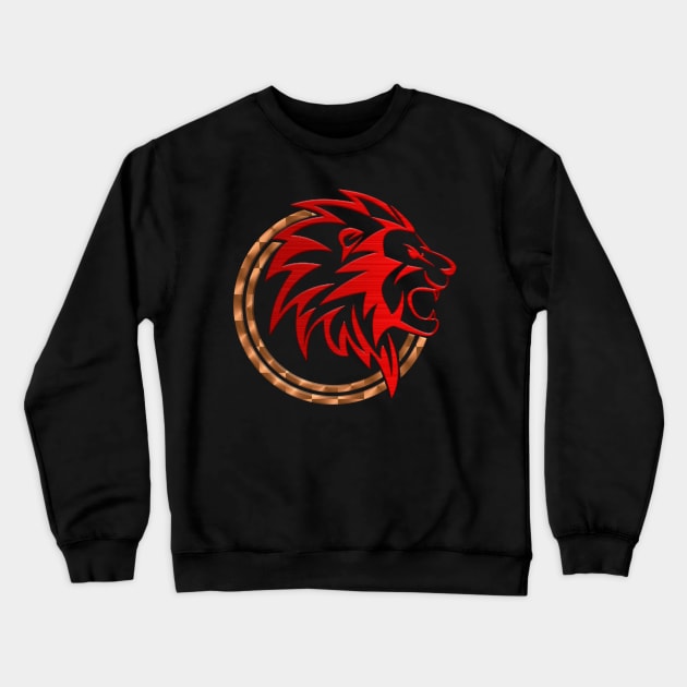 The King lion Dark Red 3D look Crewneck Sweatshirt by Tshirtstory